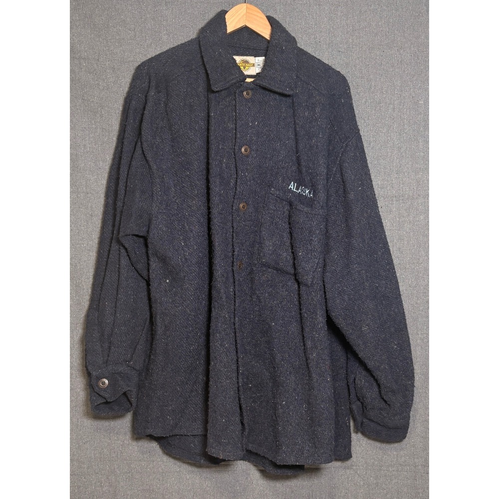 Earth Ragz Alaska Baja Shirt Mens XL Navy Blue Button Up Heavy Knit Shacket